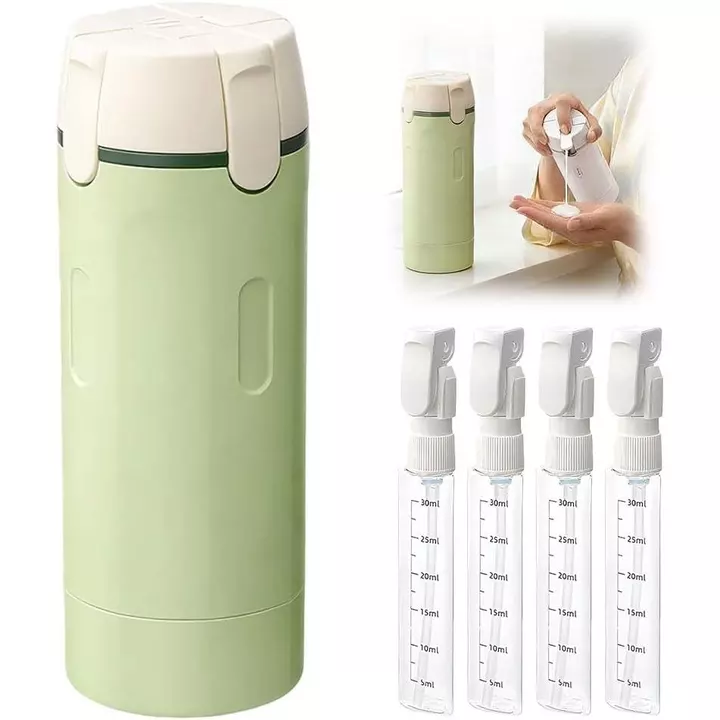 Hộp đựng du lịch 4 trong 1, 4 gói Chai du lịch 30ML cho đồ vệ sinh, Hộp đựng kích thước du lịch chống rò rỉ, Hộp đựng di động cho kem dưỡng da dầu gội (Xanh lá cây) SVWT
