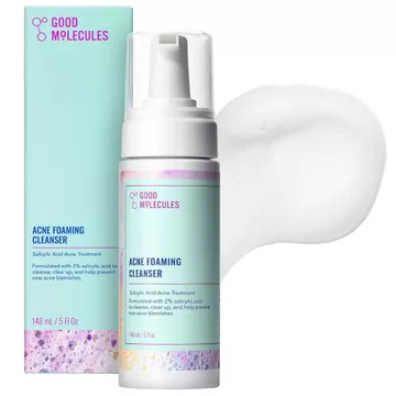 Sữa rửa mặt tạo bọt mụn phân tử tốt - Sữa rửa mặt tạo bọt axit Salicylic 2% - Sữa rửa mặt Hỗ trợ giảm mụn nhẹ nhàng với Hazel và lô hội không chứa cồn - Chăm sóc da cho mặt MHBN
