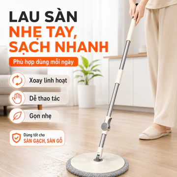 🔥Cây Lau Nhà Xoay 360 Độ Cây Lau Sàn Cán Dài Cây Lau Nhà Inox Bông Lau Tròn Cây Lau Nhà Gấp Gọn Cây Lau Sàn Nhà