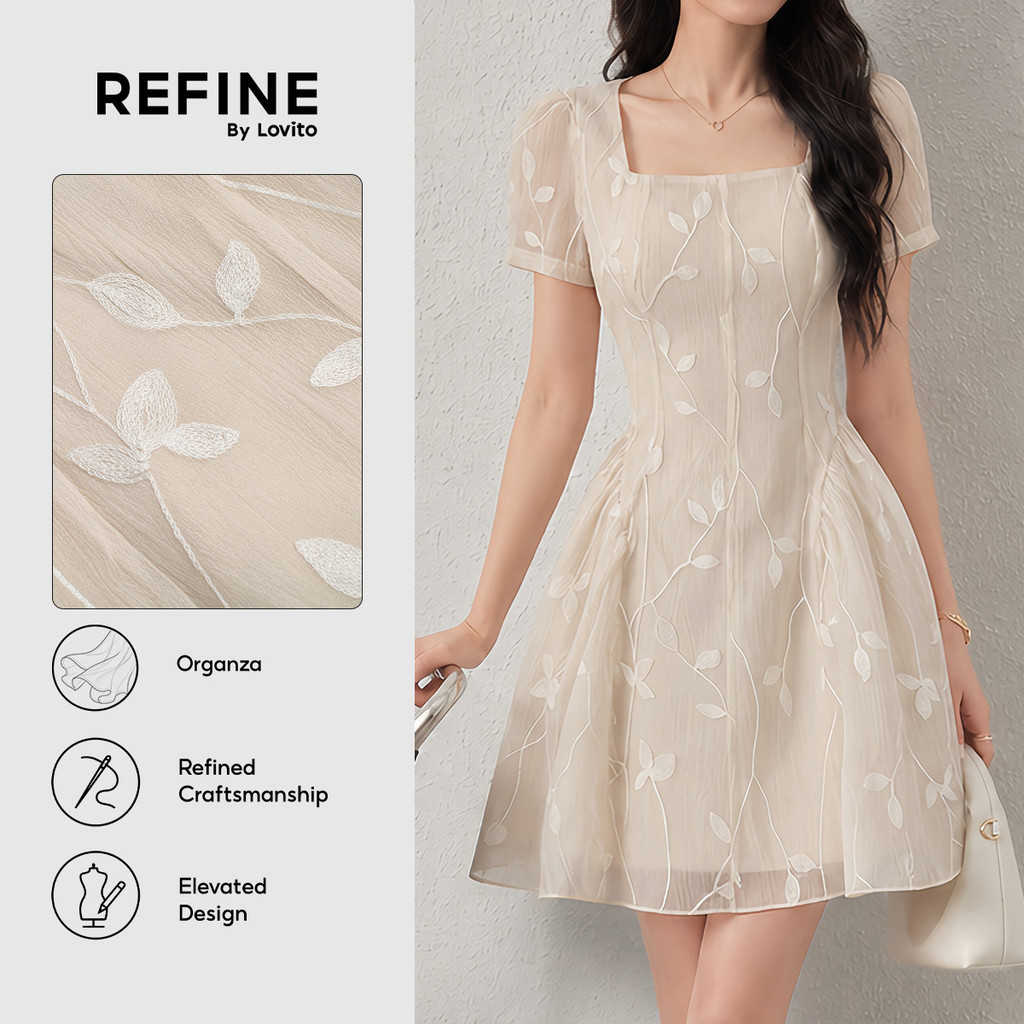 (Refine by Lovito) Đầm Jacquard Đơn Giản Thoải Mái Mùa Hơi Xuyên Thấu Xuân/Hè Màu Mơ Cho Nữ Tiệc/Trang trọng LR38E297