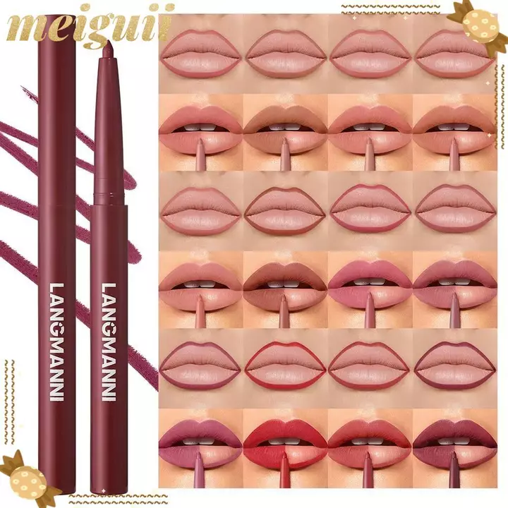 Bút lót môi MEIGUII Matte, Bút chì đường viền môi nhung tự nhiên, không thấm nước 12 màu môi lâu trôi Trang điểm vết bẩn Mỹ phẩm Trang điểm Son môi Bút chì Dụng cụ trang điểm