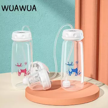 Bình sữa rảnh tay WUAWUA, Cổ bình có bàn chải rơm Bộ bình sữa, Bình trữ sữa bóng trọng lực 8oz / 240ml cho bé từ 3 tháng tuổi trở lên