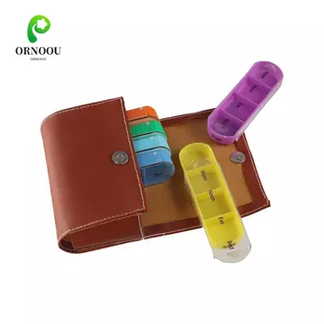 Hộp đựng thuốc hàng tuần ORNOOU, Hộp đựng thuốc Tuần đánh dấu 7 ngày Hộp đựng thuốc, Hộp đựng PU có thể tái sử dụng sành điệu Hộp đựng thuốc hàng ngày chống bụi Vitamin & chất bổ sung