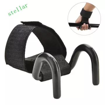 Móc cử tạ STELLARTECH, Dây đeo móc thép chắc chắn có thể điều chỉnh, Tay cầm hỗ trợ cổ tay Kéo lên màu đen Phụ trợ hỗ trợ cổ tay Dây nâng tạ tạ