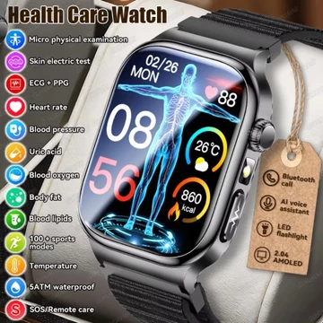 2026 Mới Đo Chính Xác Sức Khỏe Đồng Hồ Thông Minh ECG + PPG Axit Uric Huyết Áp Lipids BT Gọi Đồng Hồ Thông Minh Dành Cho Nam Nữ