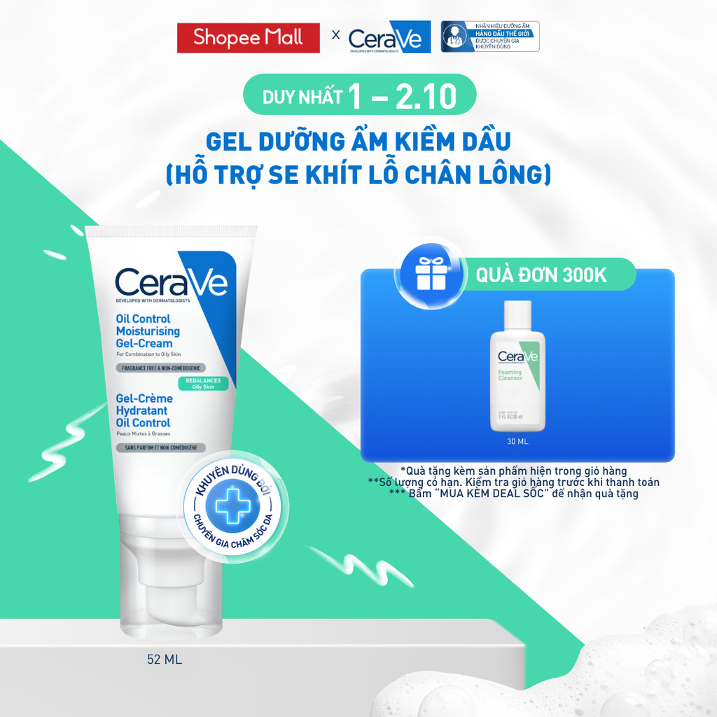 Gel dưỡng ẩm kiềm dầu 8H CeraVe Oil Control Gel-cream 52ml
