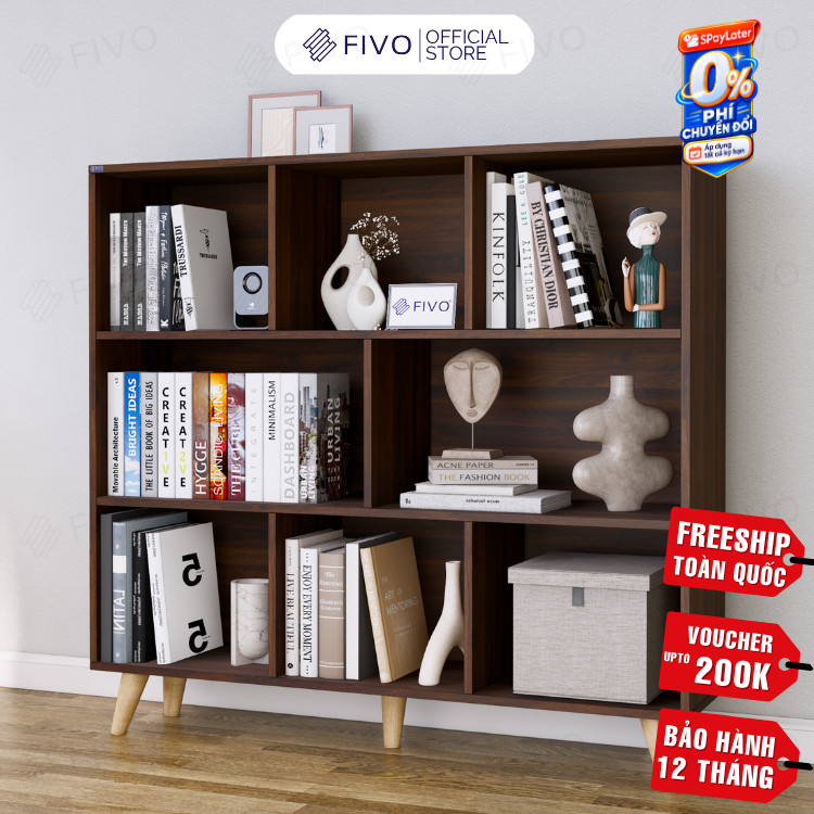 [Freeship Toàn Quốc] Kệ Sách Gỗ Đứng Đa Tầng Có Chân FIVO FB60, Kèm Tấm Lưng Chắc Chắn, Dễ Dàng Lắp Đặt, Decor Linh Động