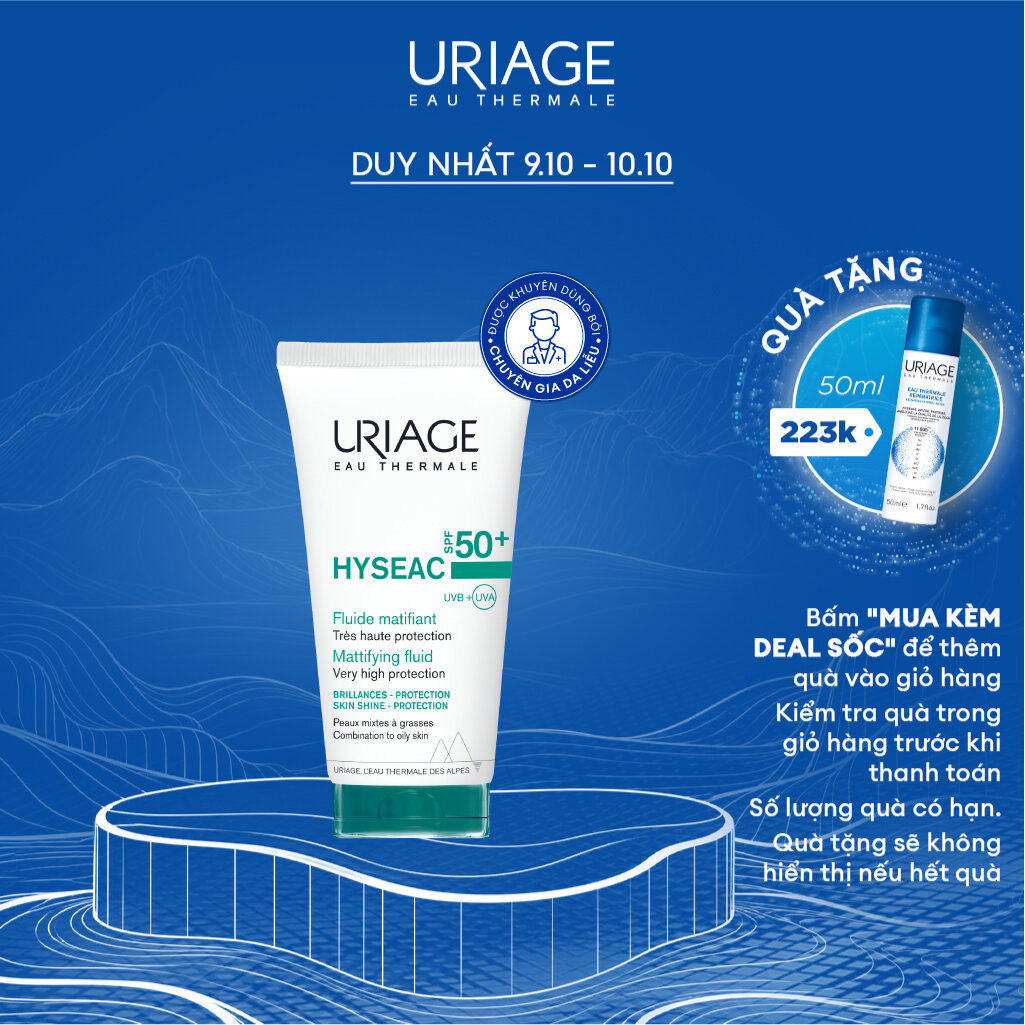 Sữa chống nắng cho da dầu, mụn URIAGE HYSÉAC SPF50+ UVB+UVA FLUIDE 50ml