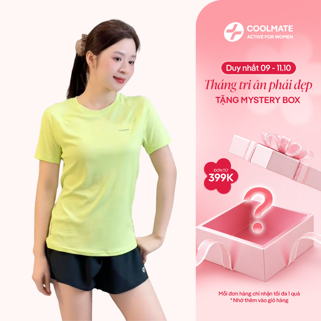 [399K TẶNG MYSTERYBOX]Áo Thun Nữ thể thao chạy bộ tập gym chơi cầu lông nữ Essentials thoáng khí - Coolmate Women