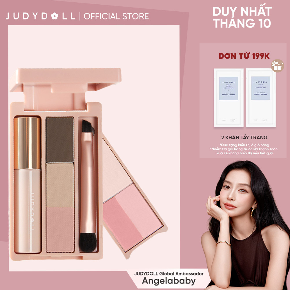 Bảng Phấn Trang Điểm Cầm Tay JUDYDOLL Mini Makeup Palette Đa năng Nhỏ gọn Phấn mắt Kẻ mắt Chân mày Má hồng Tạo khối Bắt sáng Mascara Son kem 10g