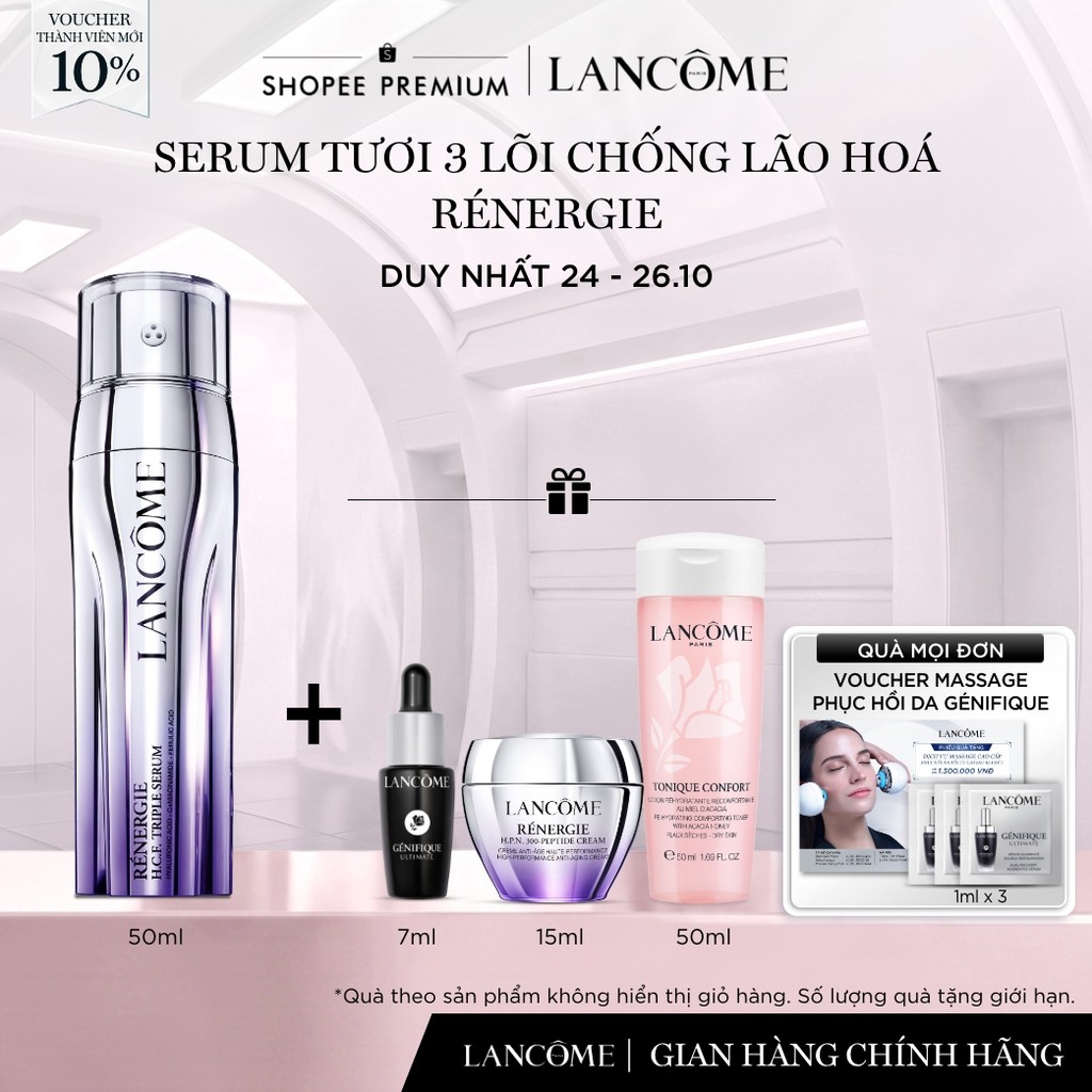 Dưỡng Chất (Serum) Tươi 3 Lõi Ngăn Ngừa Lão Hóa Lancome Renergie Triple 50ml