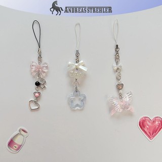 Onetimingfine 1 Hạt Dễ Thương Handmade Cô Gái Ngọt Ngào Móc Khóa Cho IP 11 Camera Y2K Tình Yêu Ngôi Sao Năm Cánh Điện Thoại Ch Mặt Dây Chuyền VN