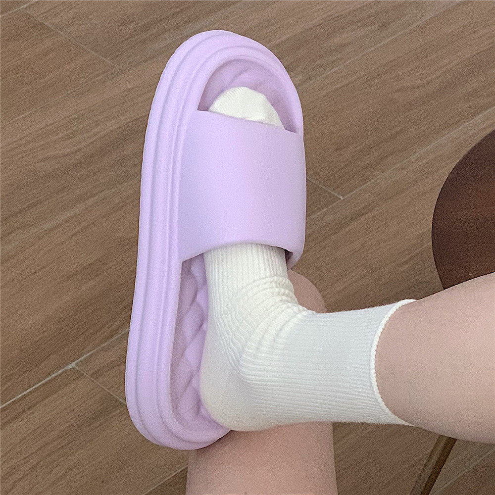 XIXITIAO Dép Đế Dày Đơn Giản Màu Trơn Nam Nữ Thời Trang Mùa Hè Nhà Ngoài Trời