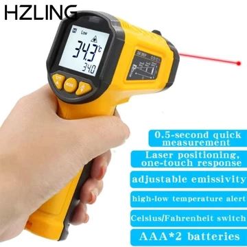 Nhiệt kế kỹ thuật số HZLING, Nhiệt kế hồng ngoại có độ chính xác cao cầm tay, Máy kiểm tra nhiệt Laser TS380 TS600 không tiếp xúc Sử dụng công nghiệp