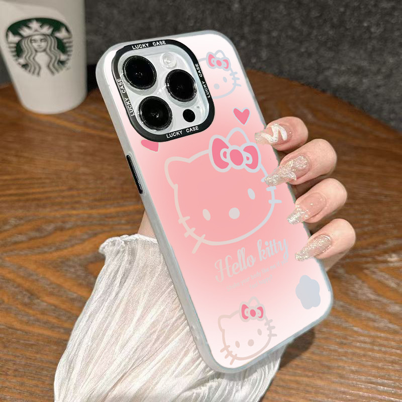 Ốp Lưng iPhone Hình Hello Kitty Hồng Dễ Thương - Tương Thích 16/15/14/13/12/11 Pro Max, XS Max, X