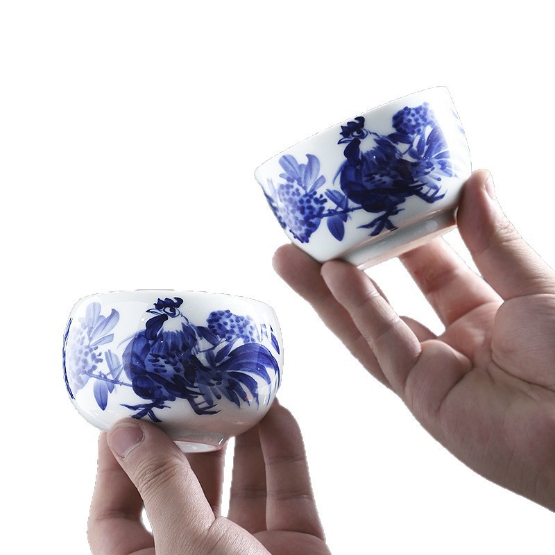 Nguyên Chất Vẽ Tay Màu Xanh Trắng Master Cup Cá Nhân Chuyên Dụng Uống Trà Cốc Đơn Cốc Trà Cá Nhân Cốc Trà Hộp Quà Tặng QLIG