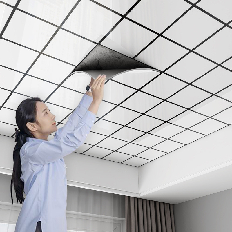 Tự Dính Trần Chống Thấm Nước Dán Tường PVC Mái Trần Chống Bẩn Miếng Dán Đơn Giản Phòng Khách Phòng Ngủ Phòng Tắm Nhà Bếp Giấy Dán Tường