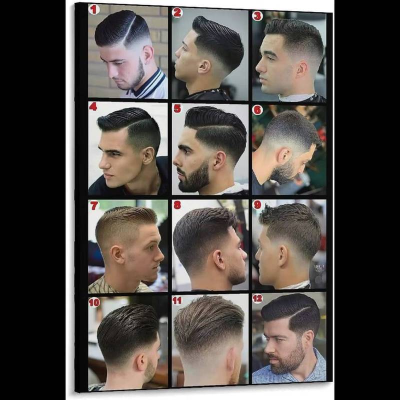 Tranh canvas áp phích mẫu tóc nghệ thuật nam nữ, tranh treo tường trang trí salon cắt tóc