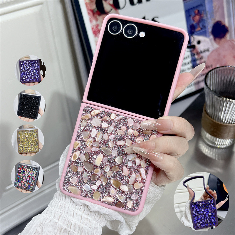Ốp Kim Cương Lấp Lánh Sang Trọng Samsung Galaxy Z Flip 7 Flip 6 Z Flip 5 Flip 4 Flip 3 Họa Tiết Kim Cương Giả Nhiều Màu Sắc Ốp điện thoại Chống Sốc