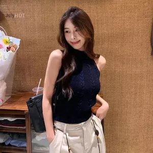 Áovest nữ form slim vừa vặn và co giãn, dây cổ dệt kim, thời trang hiện đại