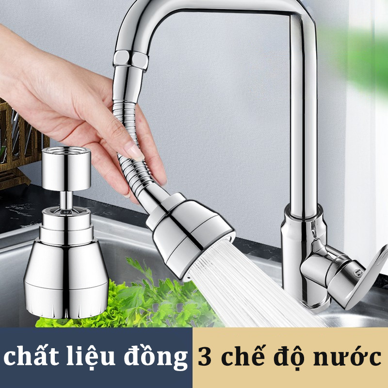 Đầu vòi rửa bát tăng áp, 3 chế độ nước, chất liệu đồng thau và thân thựa ABS cao cấp