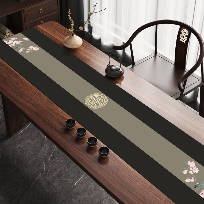 Khăn trải bàn dạng runner phong cách Trung Hoa Zen | Vải cotton-linen cao cấp | Trang trí bàn trà/bàn ăn tối giản