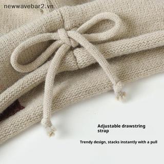 Mũ len dây rút họa tiết ngôi sao, phù hợp mùa thu đông, thiết kế cổ điển đa năng.
