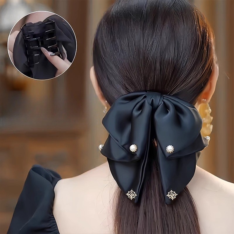 Kẹp nơ đen nữ thiết kế cá tính style Hàn Quốc