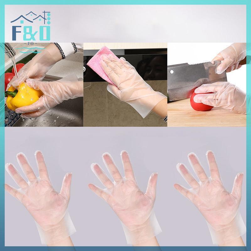 [F & O] 50 / 100 Găng Tay Cao Su Không Chứa TPE Găng Tay Dùng Một Lần Axit Chống Trơn Trượt Trong Suốt An Toàn Làm Việc Găng Tay Vệ Sinh Gia Đình Cấp Thực Phẩm {vn}