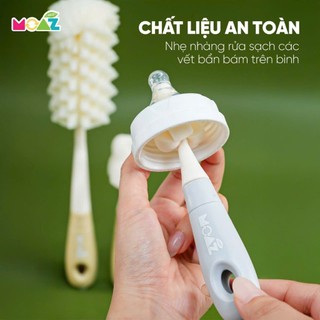 Bộ cọ rửa bình moaz eco 2 màu xám, be đánh bay mọi vết bẩn