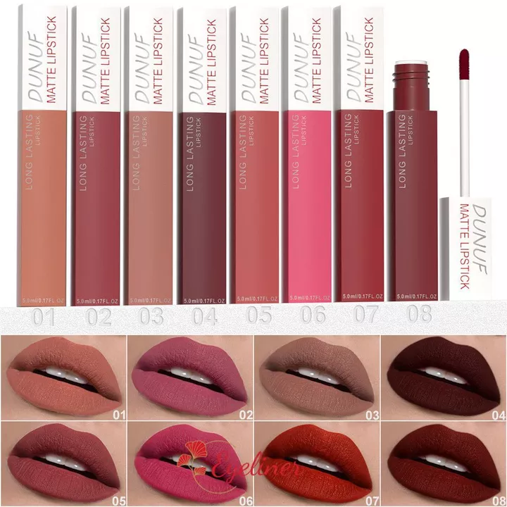 DUUNUF Soft Matte Velvet Lip Glaze Beauty General Chống Dính Son Bóng Matte Matte Làm Trắng Son Môi Làm Trắng Môi Bùn Son Môi Chống Dính Cup
