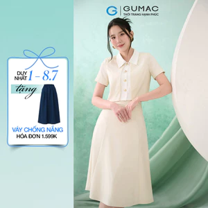 Set lẻ Áo kiểu nữ GUMAC lửng phối nẹp AF07056 - Chân váy nữ GUMAC xòe rã tùng VF07057