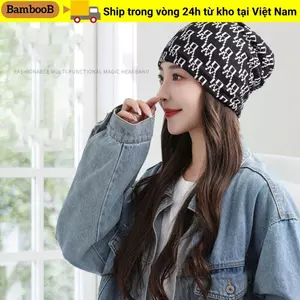 Khăn choàng ren Cotton mềm BAMBOOB, Khăn quàng cổ in họa tiết thu đông đa năng dành cho nữ, Cổ giả Bảo vệ cổ thời trang Mũ xoắn