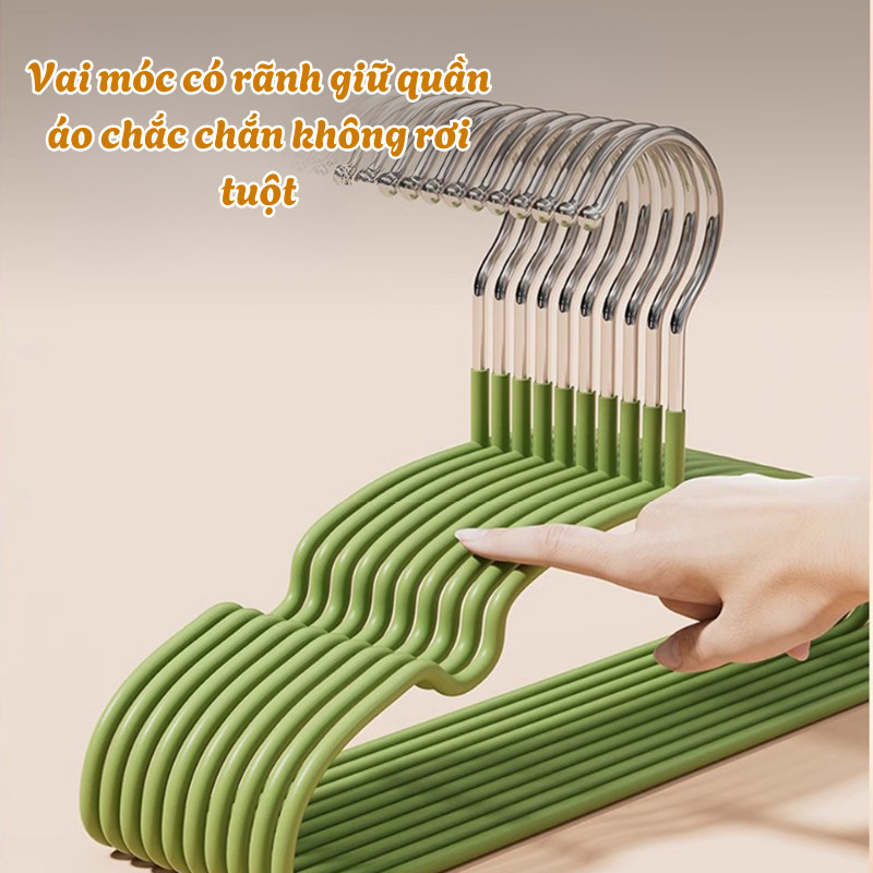Móc Treo Quần Áo Trẻ Em Kim Loại Bọc Nhựa PVC Màu Pastel Chống Trượt HOMIE, Nhẹ Bền Cho Bé Sơ Sinh 0-8 Tuổi