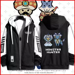 MONSTER HUNTER RISE hoạt hình anime dây kéo Áo khoác Hoodie áo khoác Unisex Top