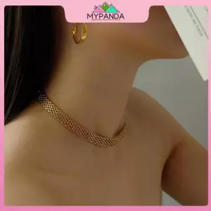 MYPANDA Mạ Vàng Thép Titan Dây Đồng Hồ Staing Vòng Tay Nelace Dành Cho Nữ Kết Cấu Kim Loại Phương Tây Vòng Tay Cổ Trang Sức Quà Tặng.