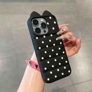 Ốp lưng nhựa mềm áo lông vũ tai gấu cartoon, chống va đập bền lâu iPhone 12/13/14/15/16 Pro Max