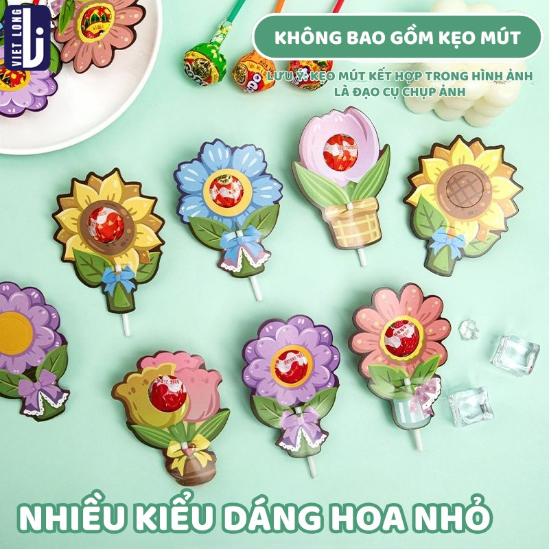 Thẻ Cài Kẹo Mút Combo Set 60 Gắn Kẹo Mút, Đồ Trang Trí Và Đồ Tặng Bé Gái Dịp Ngày Lễ