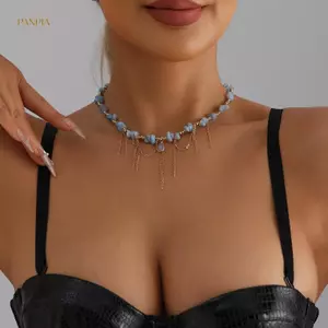 PNPIA- Nhẹ Sang Trọng Giọt Nước sel Thiết Kế Xương Đòn Dây Xích Đá Tự Nhiên Nelace Cho Nữ Thời Trang Dự Tiệc Phụ Kiện Trang Sức