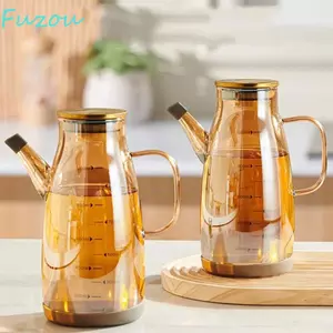 Bình Dầu Nấu Ăn FUJIOU, Hộp Đựng Dầu Ô Liu Chống Rò Rỉ Dung Tích Lớn, Tay Cầm Thoải Mái Cấp Thực Phẩm Đế Cao Su Chống Trơn Trượt Dầu Thủy Tinh Cruet Hộp Đựng Gia Vị