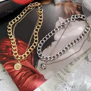 1 Dây chuyền tiền xu nhiều lớp cổ điển cho nữ Màu bạc vàng [Mina]