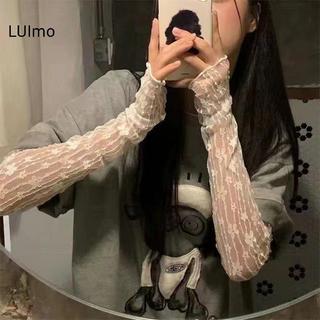 LUImo Mùa Hè Dài Ngón Găng Tay Nữ Chống Nắng Tay Găng Tay Nữ Mỏng Ren Lưới Tay Áo Uv Thoáng Khí Găng Tay SBS