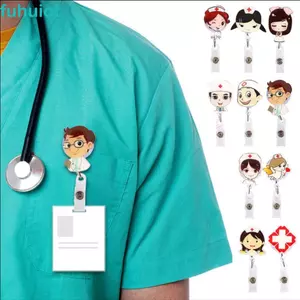 FUHUIOT Huy Hiệu Kẹp Triển Lãm Hoạt Hình ID Tên Thẻ Huy Hiệu Cuộn Có Thể Thu Vào Bác Sĩ Thẻ Kẹp