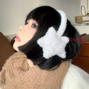 DARON Y2k Star Earmuffs, Bịt Tai Sang Trọng Mùa Đông Chống Lạnh Ấm Áp, Dễ Thương Màu Trơn Trượt Tuyết Ngoài Trời Nữ Lông Tơ Earflap Ear Cover