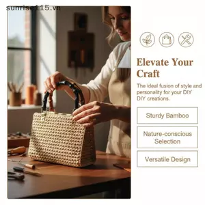 SSVN Hộp Quà Tặng Tay Cầm DIY Handmade Có Thể Tháo Rời Ví Tre Tay Cầm Với Bule Túi Xách Nhựa Dây Đeo Tay Cầm Túi Đeo Vai.