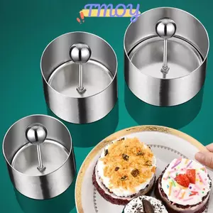 TMOY Mới Cơm Tròn Bóng Khuôn Có Đẩy Thép Không Gỉ Món Tráng Miệng Mousse Bánh Nhẫn Dễ Dàng Demoulding Sushi Làm Khuôn Dụng Cụ Nhà Bếp TMOY