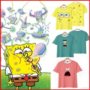 Spongebob Bob Áo Thun Cosplay Trang Phục Ngắn Tay Áo Patrick Ngôi Sao Trang Phục Tee Hoạt Hình Plus Kích Thước Anime