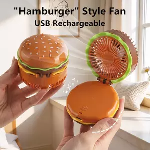 Quạt cầm tay Mini Hamburger có thể sạc lại Quạt làm mát sáng tạo Trang trí máy tính để bàn Quà tặng mùa hè cho bé gái Bé trai saixit2vn