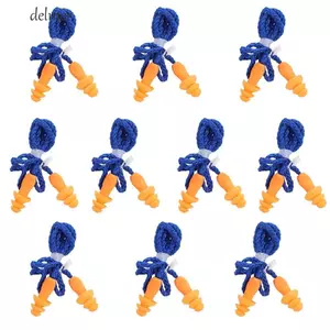 Nút tai cách nhiệt DELMER 10 CÁI, Nút tai bằng silicon mềm hình côn, Nút tai giảm tiếng ồn có dây bảo vệ khi ngủ để giảm tiếng ồn