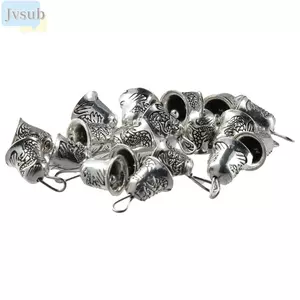 JVSUB 30 Chiếc Chuông Bạc Tây Tạng Quyến Rũ Mặt Dây Cổ Giáng Sinh Jingle Bells Spacer Hạt, 10mm * 9,5mm. Hợp kim Mini Jingle Bells Charms, Chuông Mini Charms Dây chuyền
